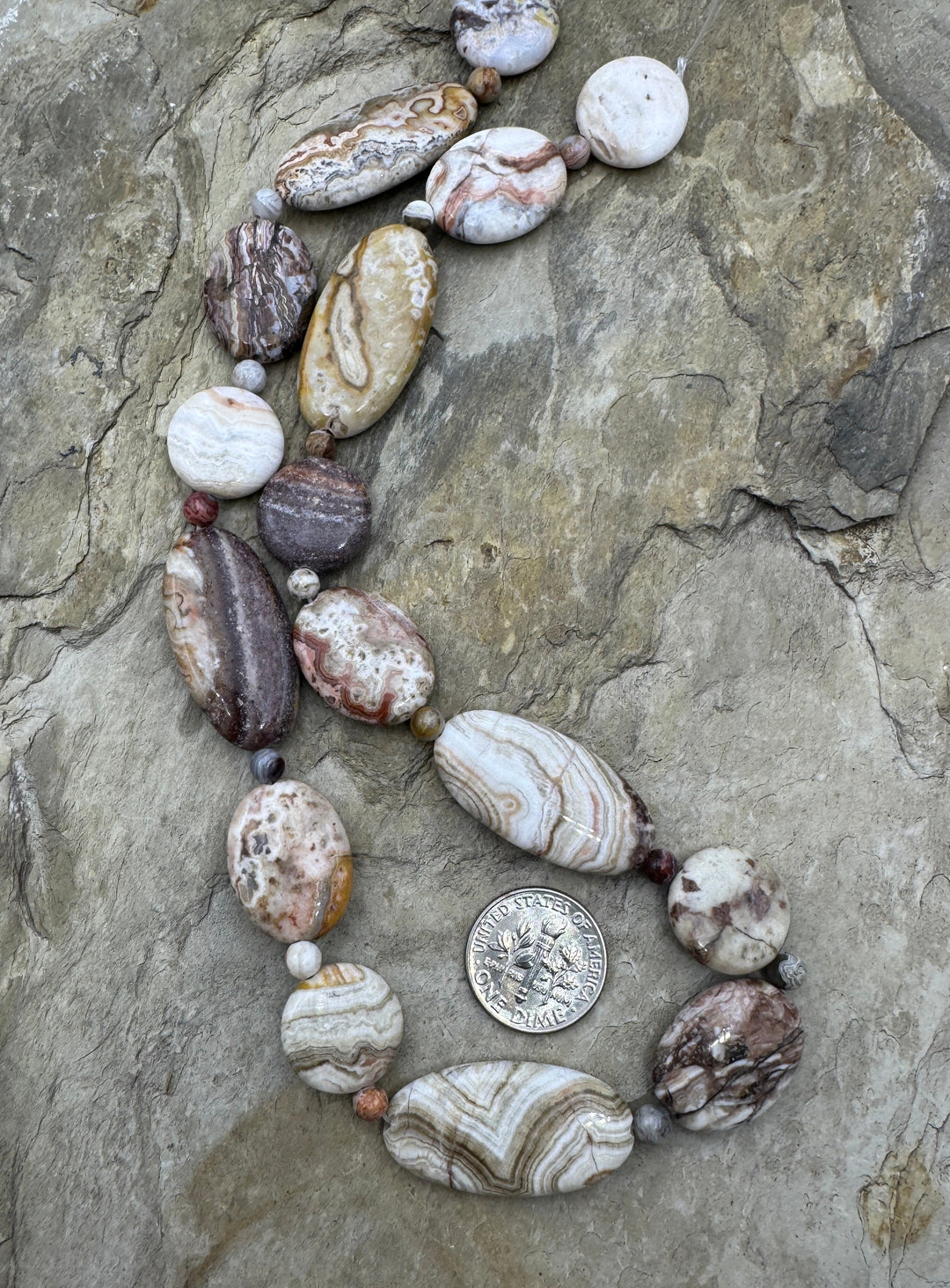 Crazy Lace Agate Designer Mixed Shape Bead Strand 16 Inch
