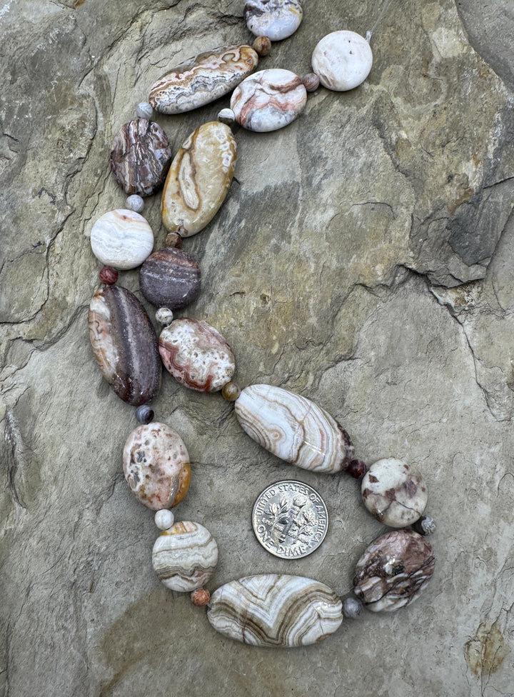 Crazy Lace Agate Designer Mixed Shape Bead Strand 16 Inch