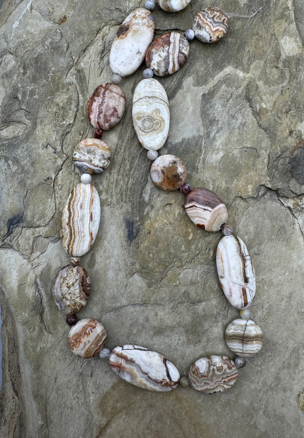 Crazy Lace Agate Designer Mixed Shape Bead Strand 16 Inch