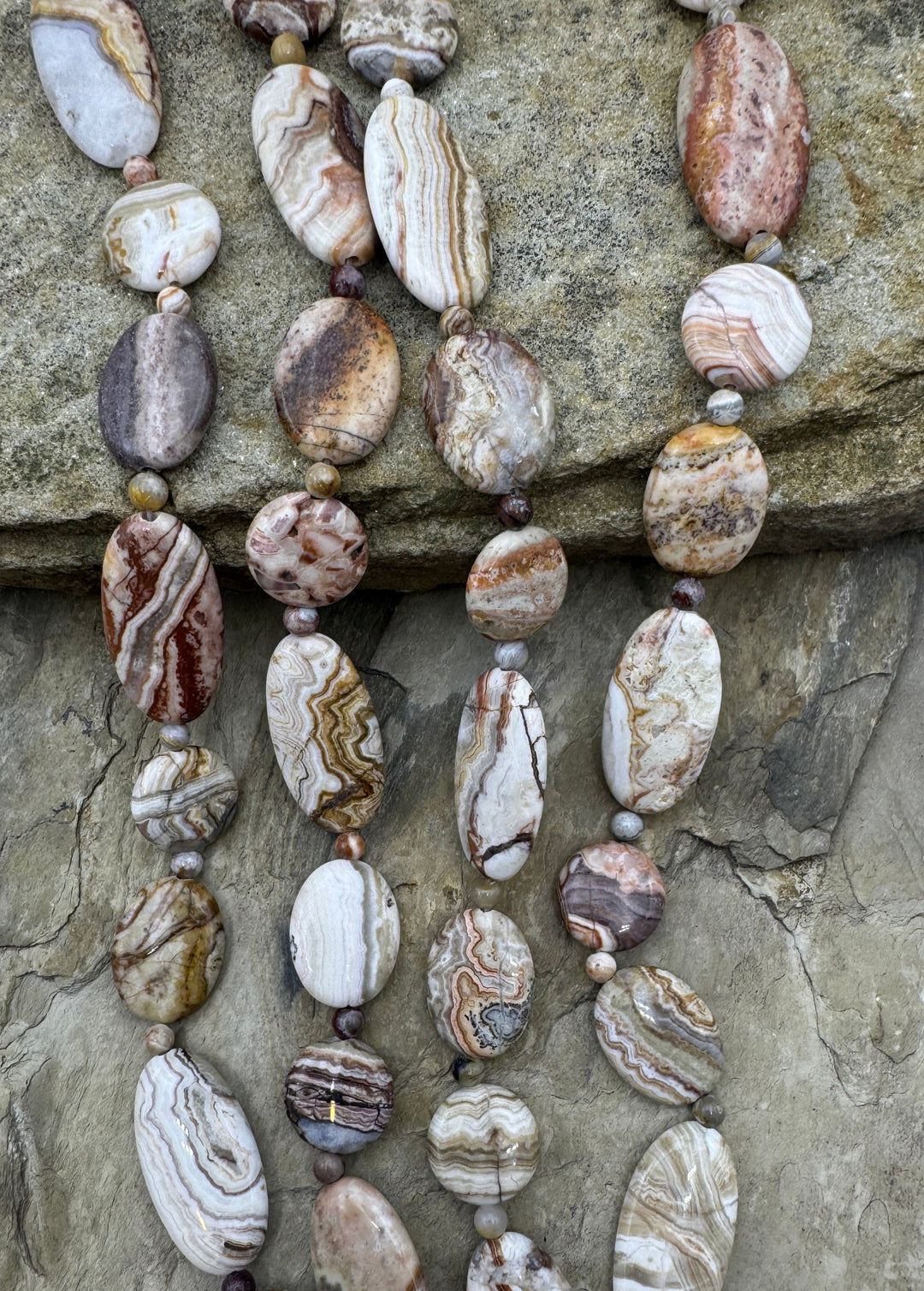 Crazy Lace Agate Designer Mixed Shape Bead Strand 16 Inch