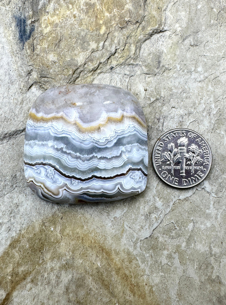 Crazy Lace Agate Freeform Cabochon 37x36mm - Crazy Lace