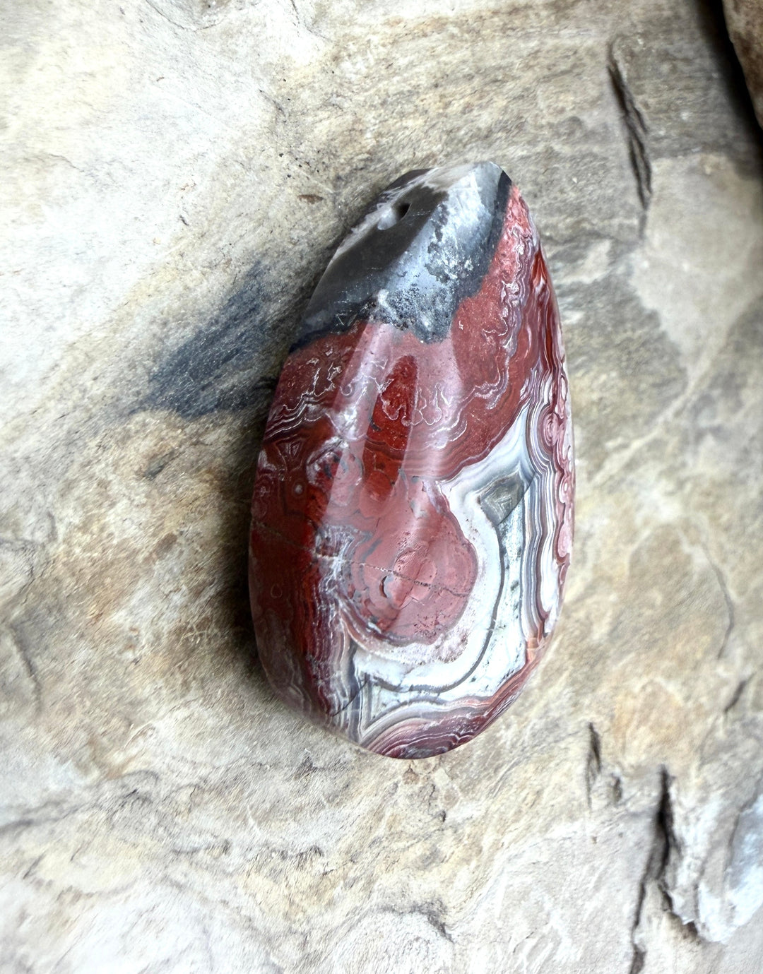Crazy Lace Agate (Mexico) BIG Focal Pendant Bead 23x34x10mm