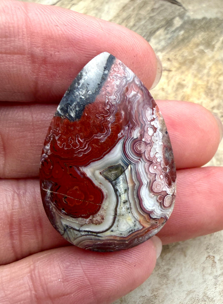 Crazy Lace Agate (Mexico) BIG Focal Pendant Bead 23x34x10mm
