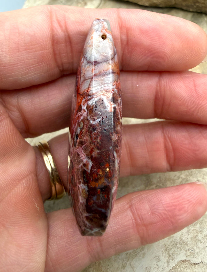Crazy Lace Agate (Mexico) BIG Focal Pendant Bead 32x53x14mm