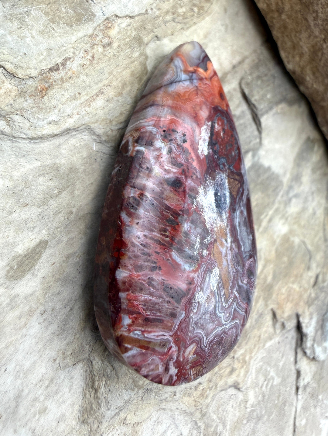 Crazy Lace Agate (Mexico) BIG Focal Pendant Bead 32x53x14mm