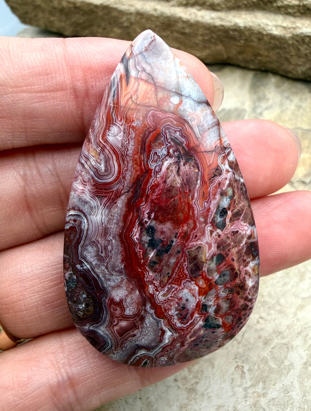Crazy Lace Agate (Mexico) BIG Focal Pendant Bead 32x53x14mm