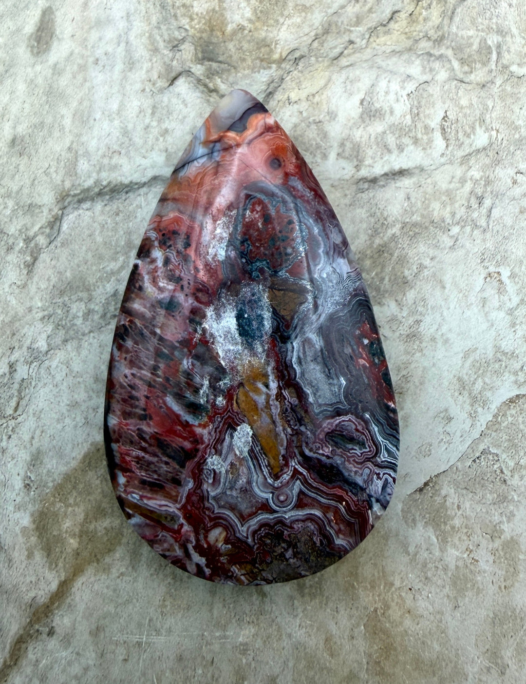 Crazy Lace Agate (Mexico) BIG Focal Pendant Bead 32x53x14mm