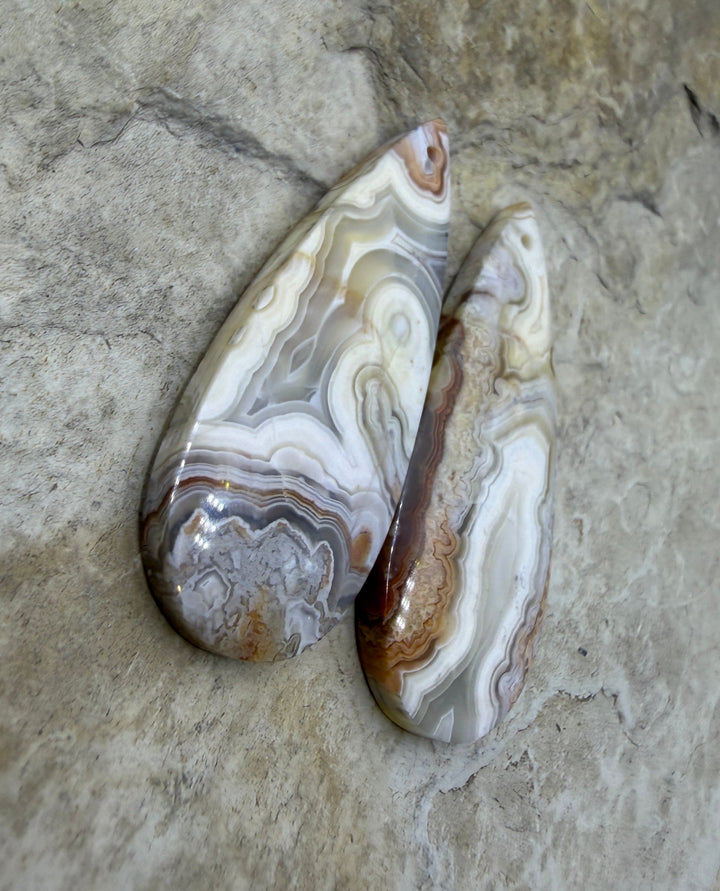 Crazy Lace Agate (Mexico) BIG Matching Earring Slab Bead
