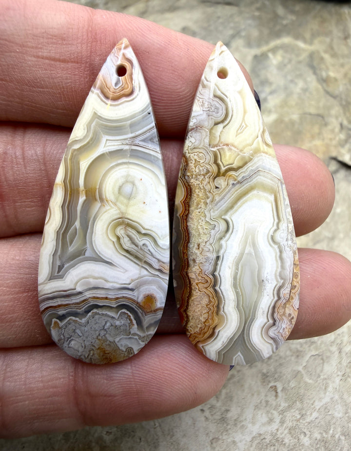 Crazy Lace Agate (Mexico) BIG Matching Earring Slab Bead