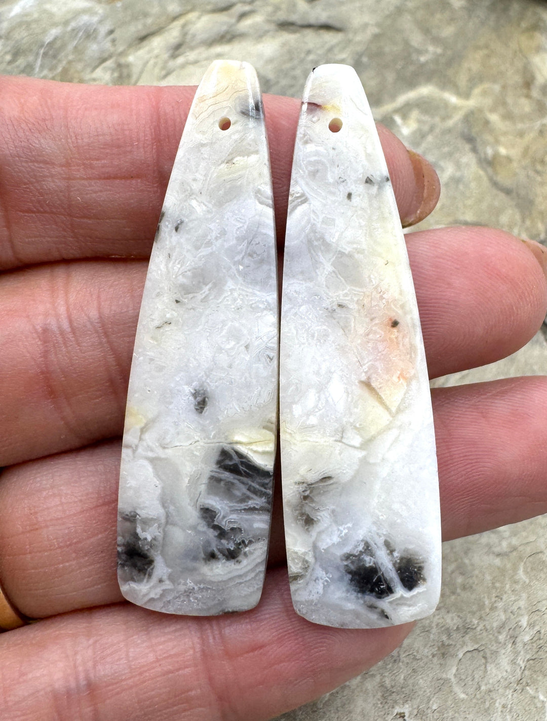 Crazy Lace Agate (Mexico) LONG Earring Bead Slab Pair
