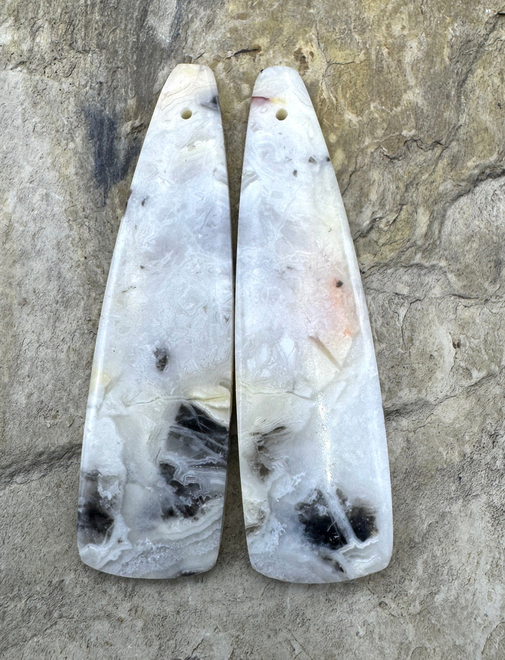 Crazy Lace Agate (Mexico) LONG Earring Bead Slab Pair