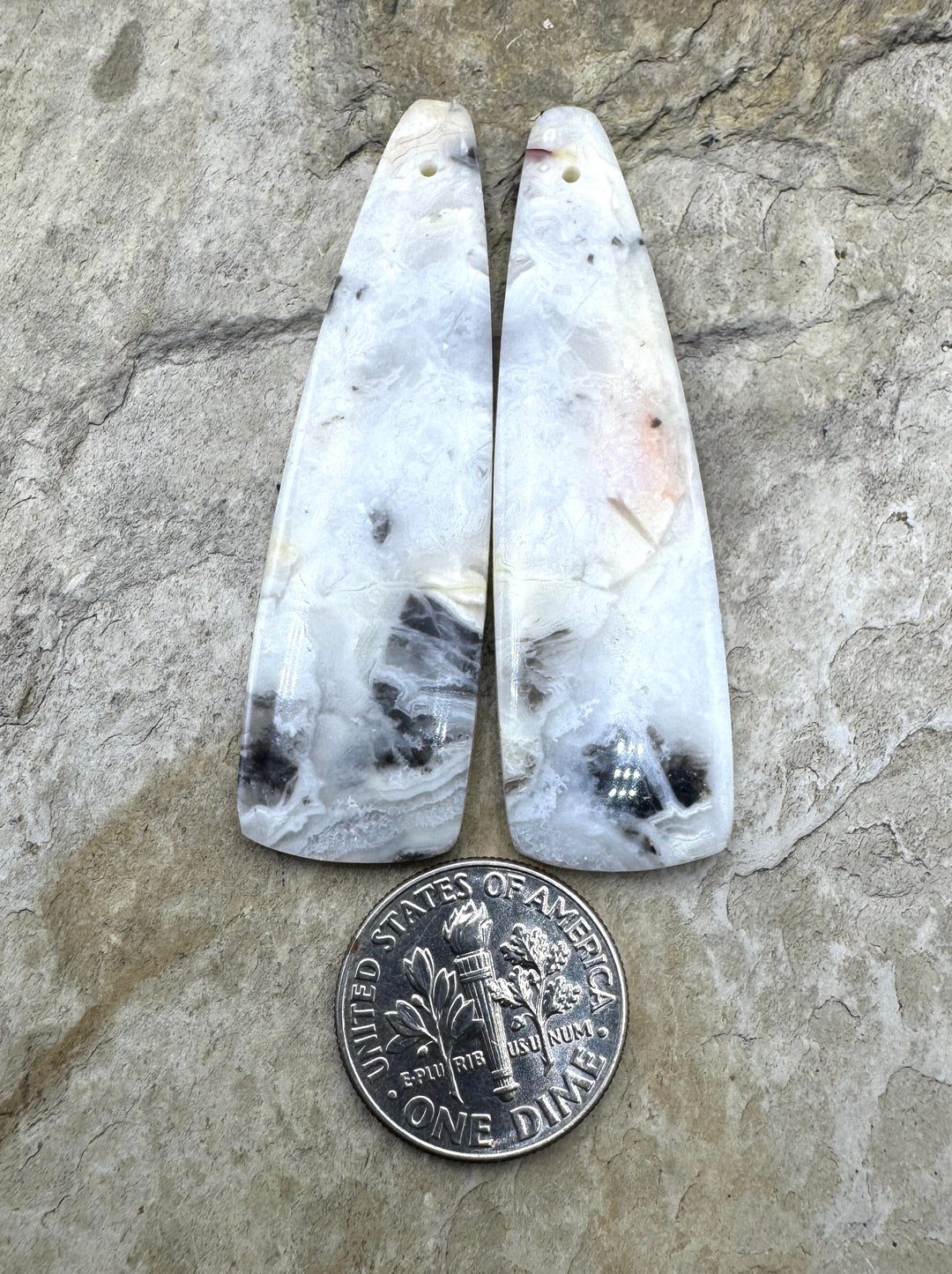 Crazy Lace Agate (Mexico) LONG Earring Bead Slab Pair
