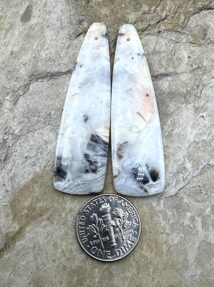 Crazy Lace Agate (Mexico) LONG Earring Bead Slab Pair