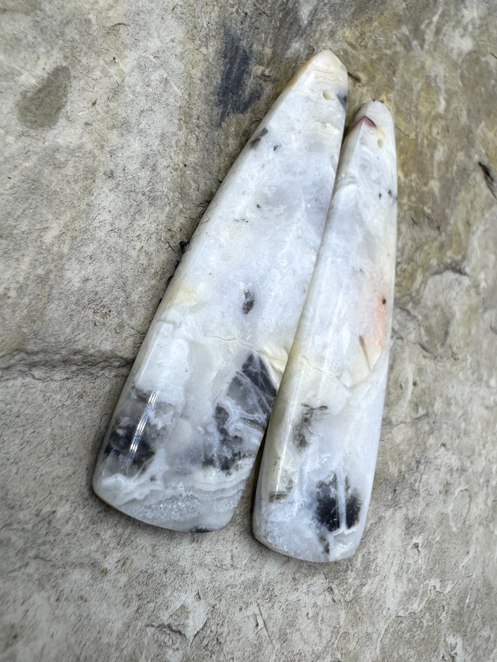 Crazy Lace Agate (Mexico) LONG Earring Bead Slab Pair