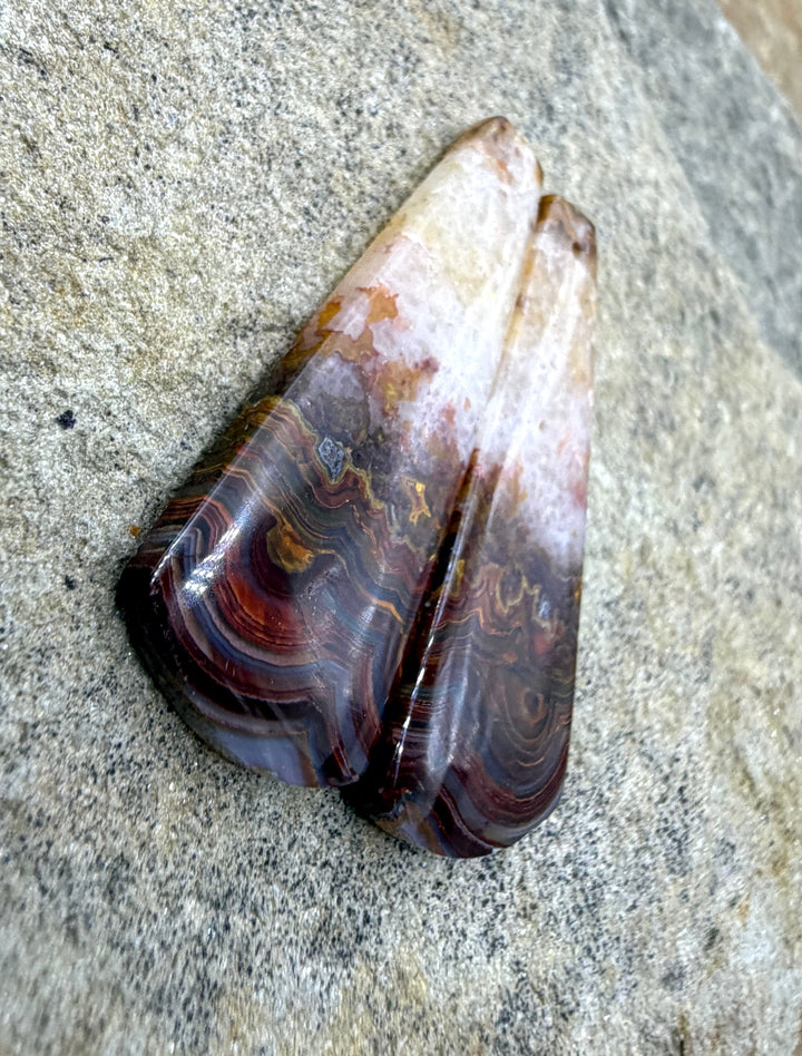 Crazy Lace Agate (Mexico) Matching Earring Slab Bead Pair