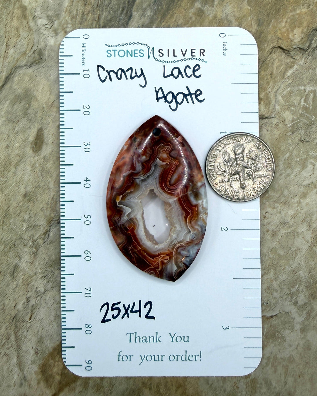 Crazy Lace Agate with Druzy Pocket Focal Pendant Bead