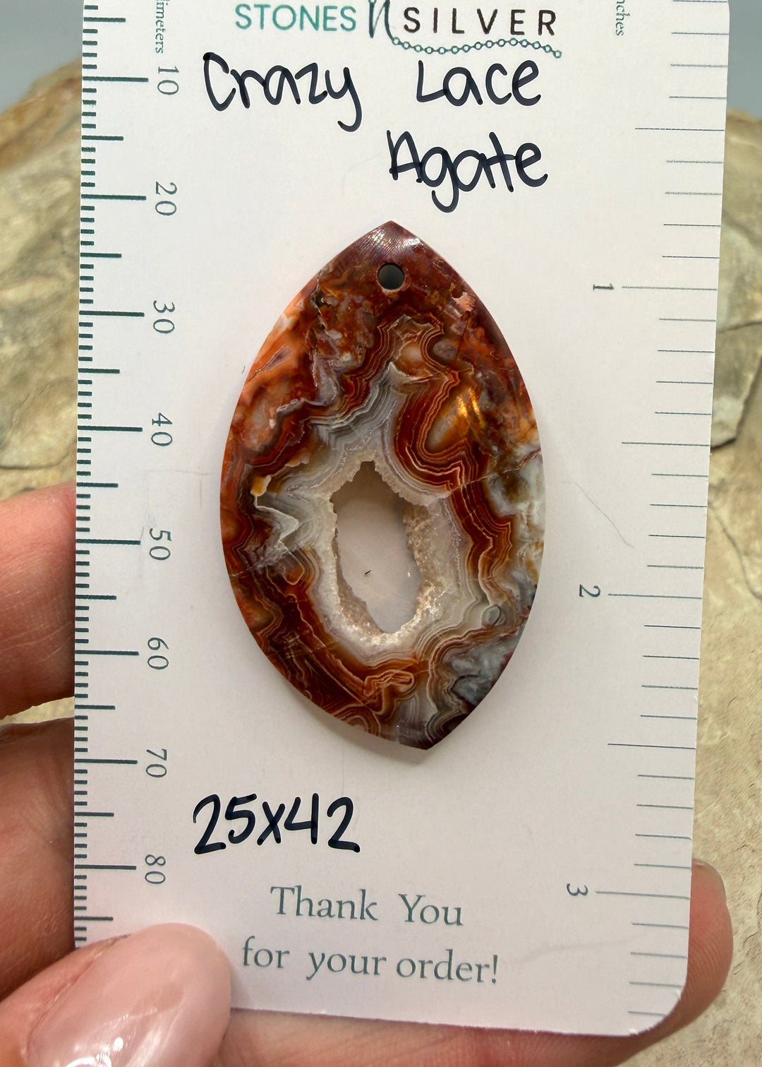 Crazy Lace Agate with Druzy Pocket Focal Pendant Bead