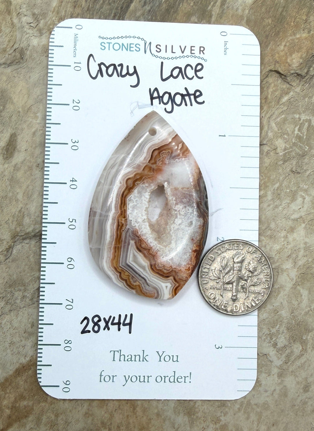 Crazy Lace Agate with Druzy Pocket Focal Pendant Bead