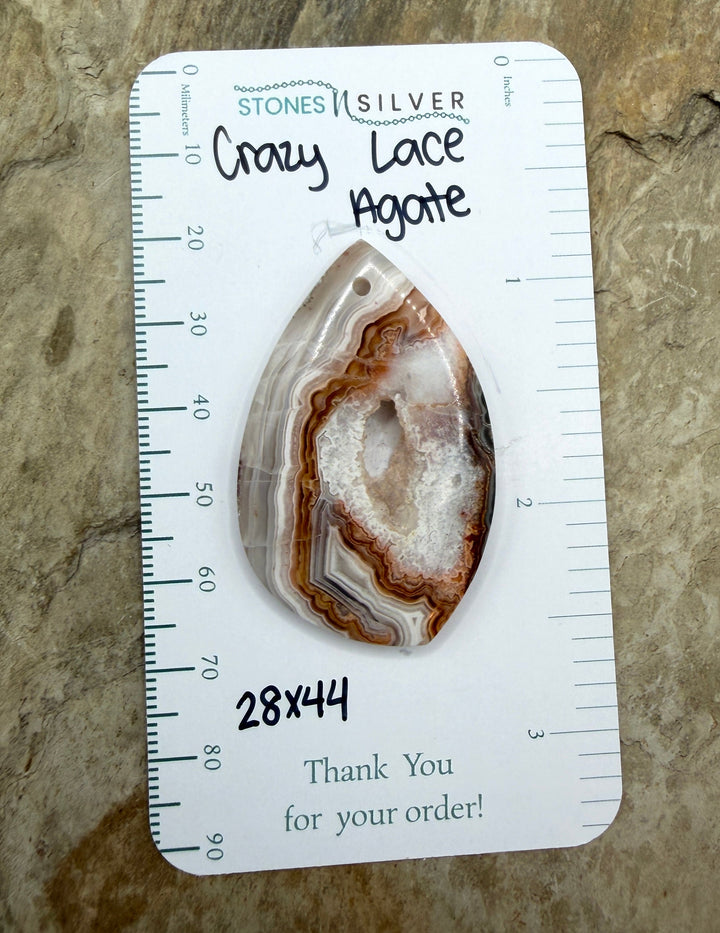 Crazy Lace Agate with Druzy Pocket Focal Pendant Bead