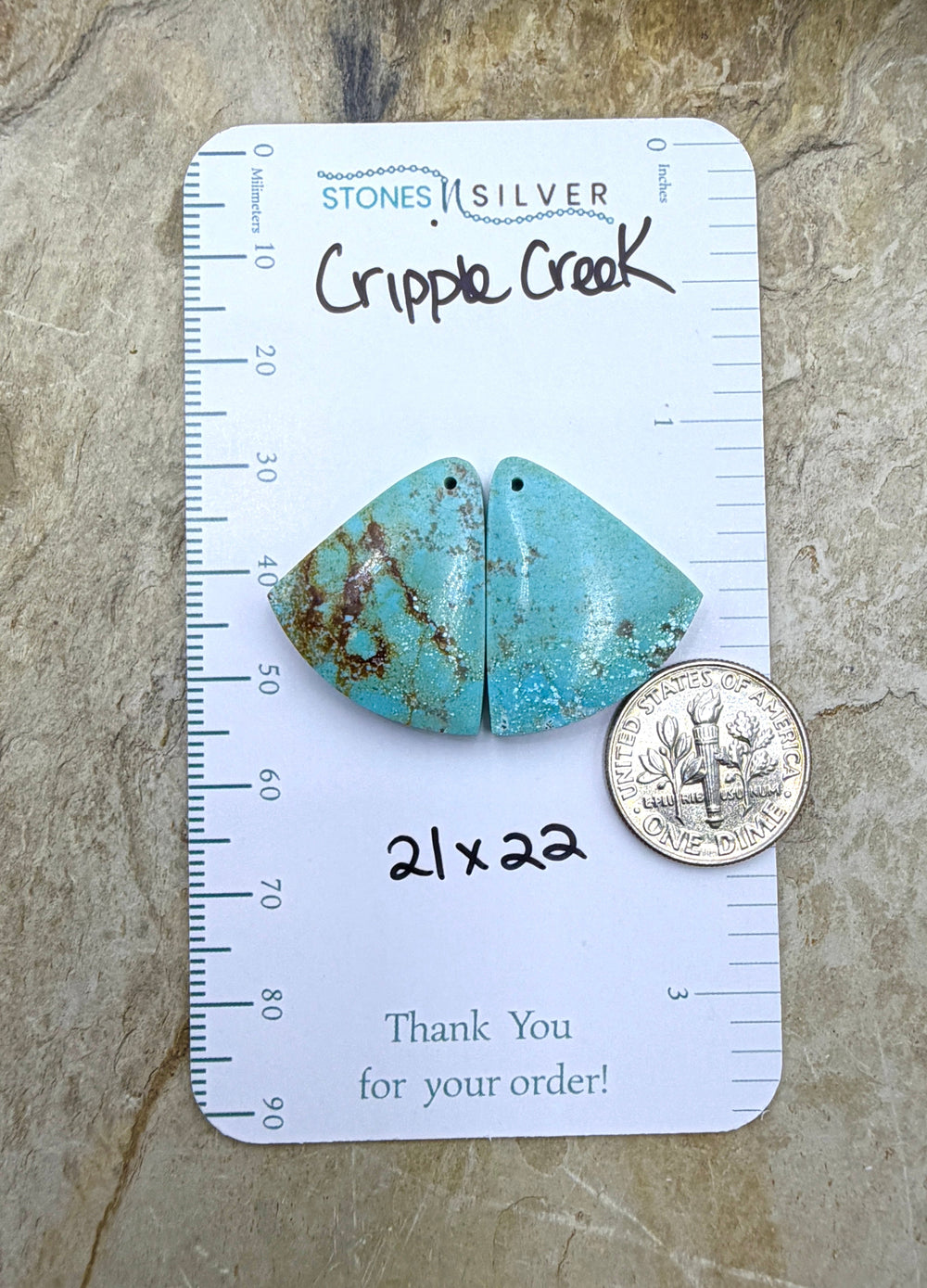 Cripple Creek Turquoise (Colorado) Matching Earring Slab