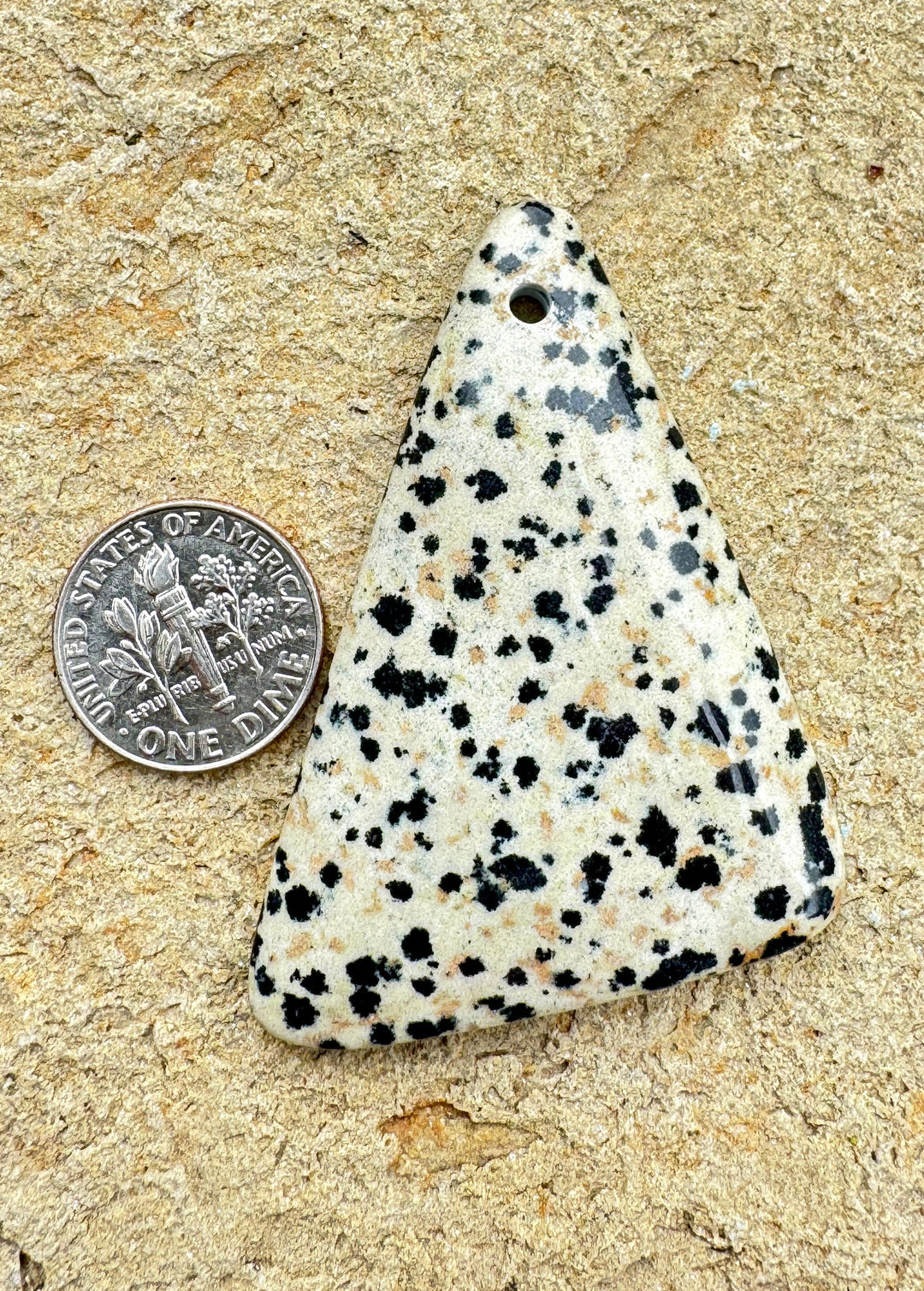 Dalmatian Jasper BIG Freeform Focal Pendant Bead 40x56mm
