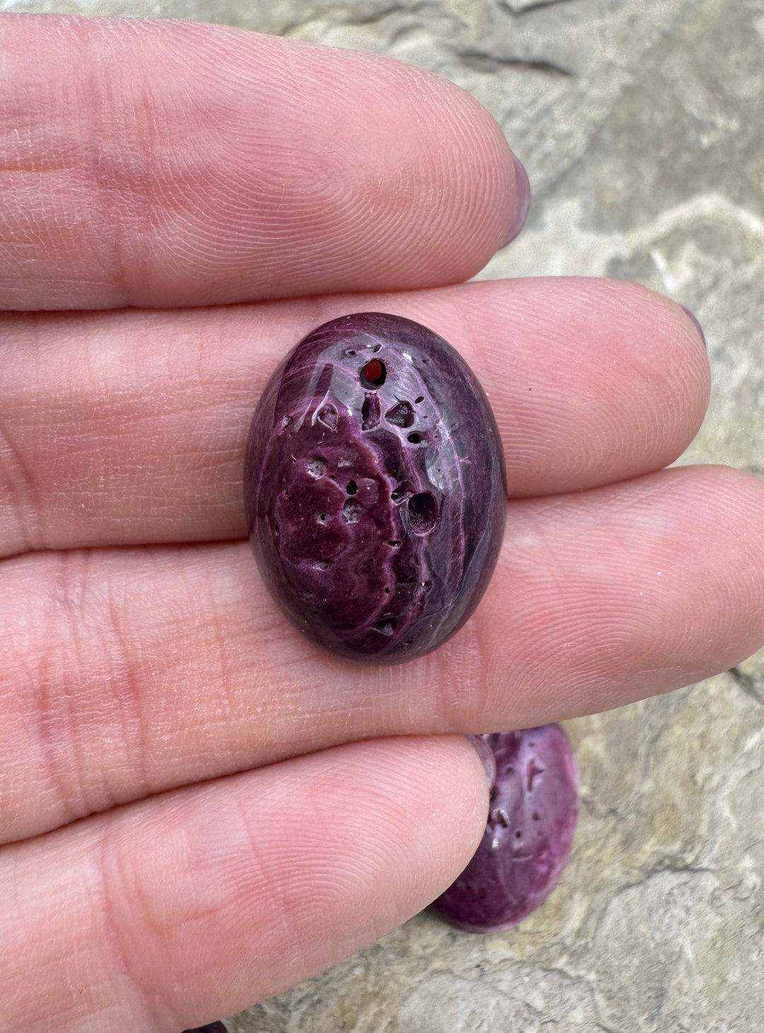 Dark Purple Spiny Oyster Oval Shaped Focal Bead 15x20mm