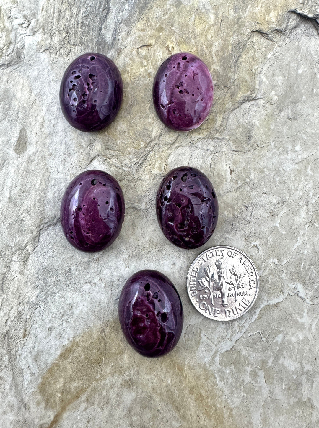Dark Purple Spiny Oyster Oval Shaped Focal Bead 15x20mm