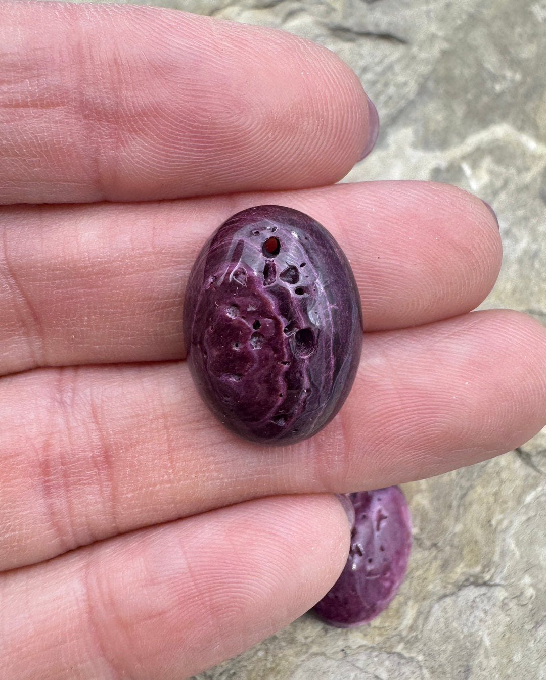 Dark Purple Spiny Oyster Oval Shaped Focal Bead 15x20mm