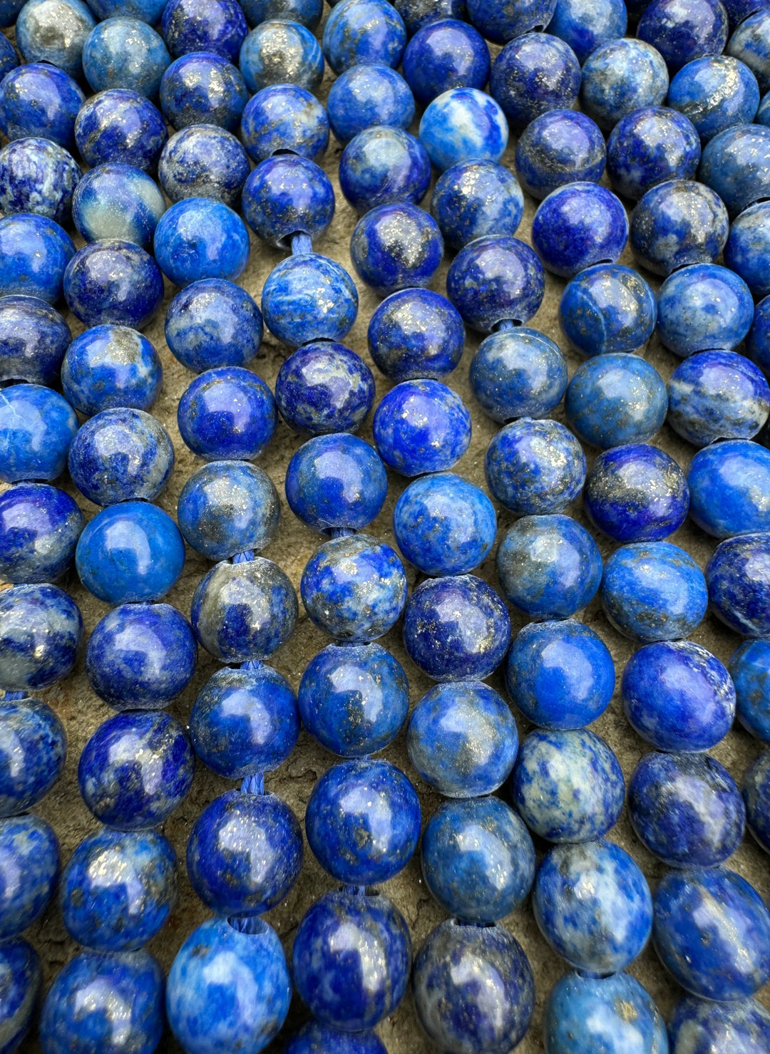 Deep Blue Lapis Lazuli 8mm Large Hole Round Beads 8 inch