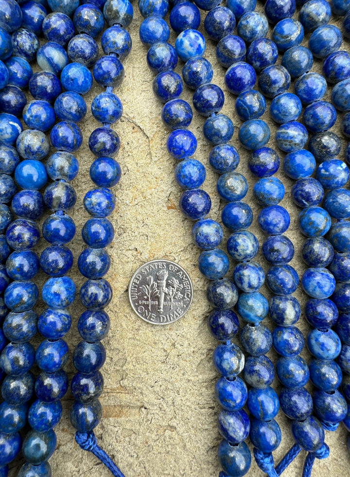 Deep Blue Lapis Lazuli 8mm Large Hole Round Beads 8 inch