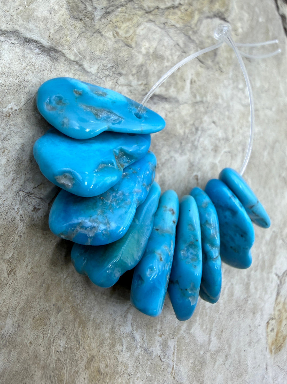 Deep Blue Sleeping Beauty Turquoise (AZ) Focal Bead Strand