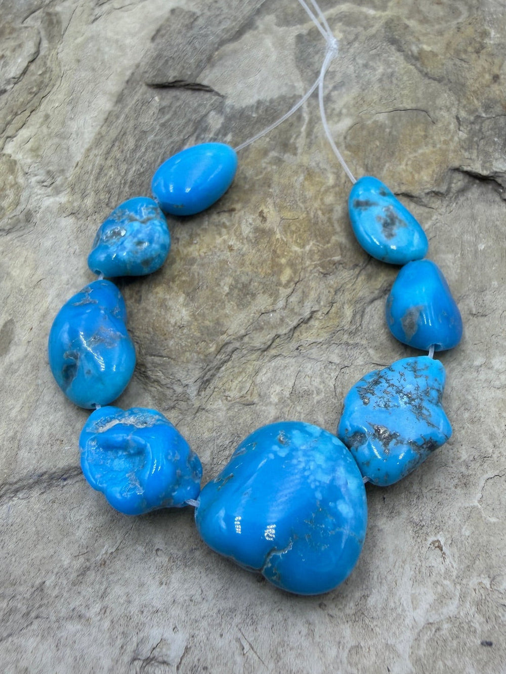 Deep Blue Sleeping Beauty Turquoise (AZ) Focal Bead Strand