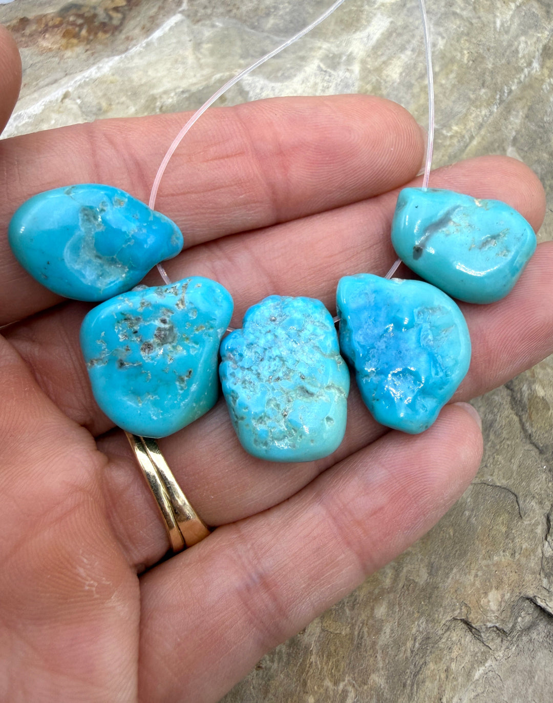 Deep Blue Sleeping Beauty Turquoise (AZ) Focal Bead Strand