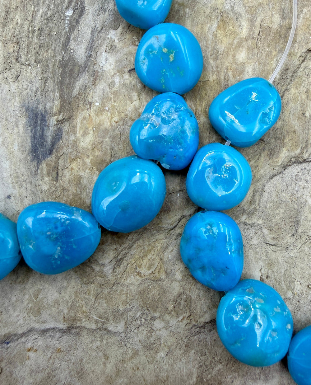 Deep Blue Sleeping Beauty Turquoise (AZ) Focal Bead Strand