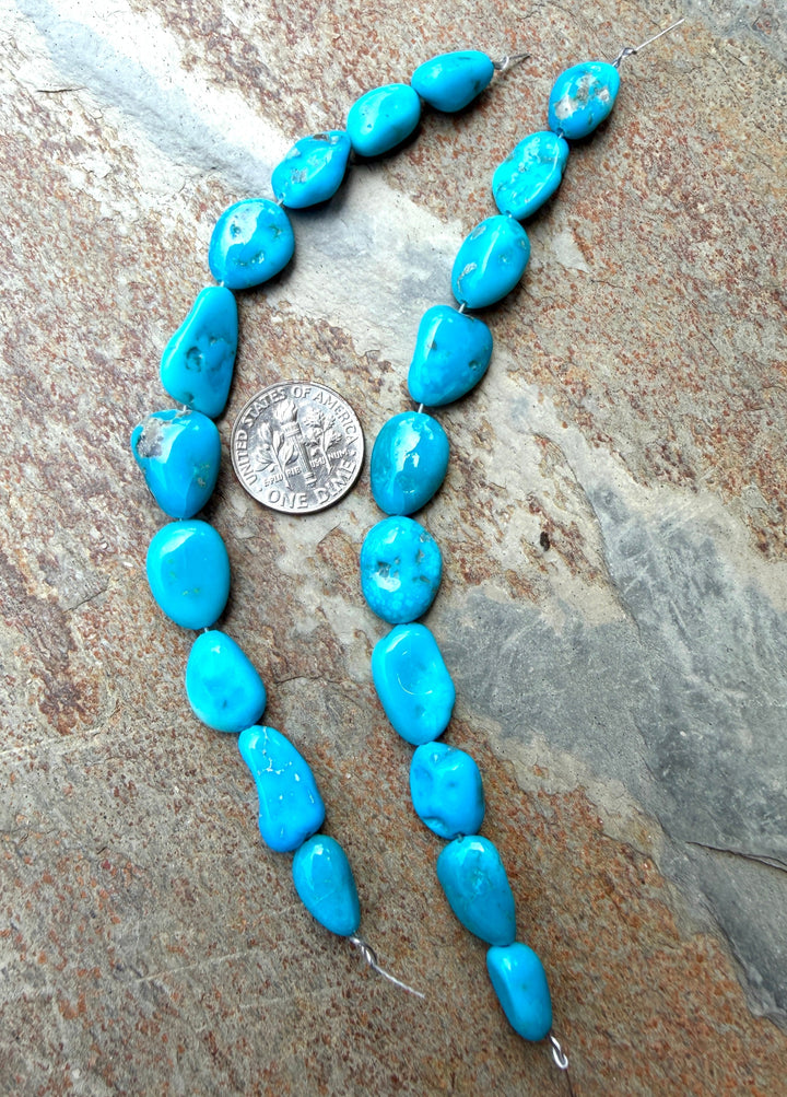 Deep Blue Sleeping Beauty Turquoise (AZ) Nugget Beads Focal