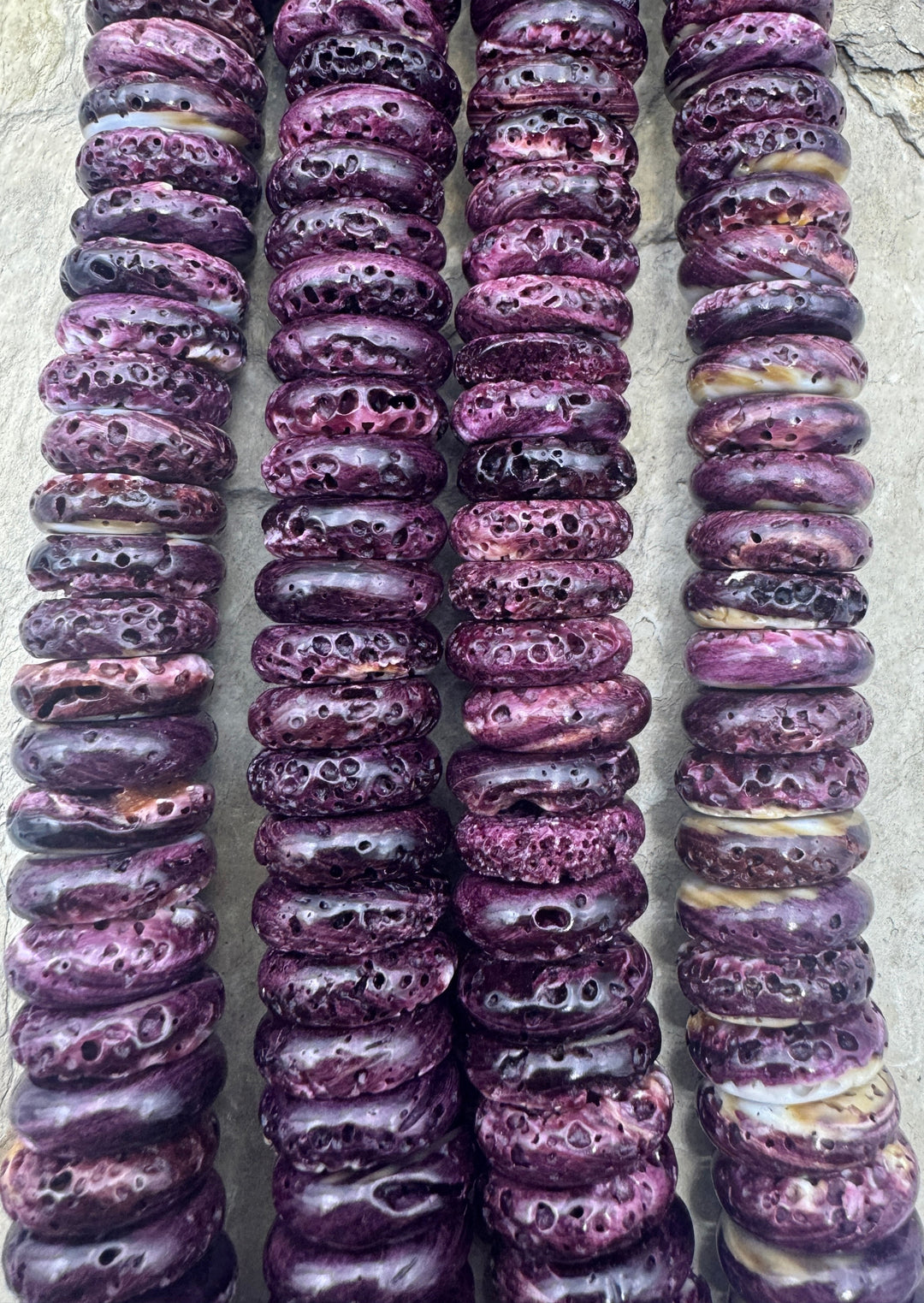 Deep Purple Spiny Oyster BIG 16mm Rondelle Bead Strand 8