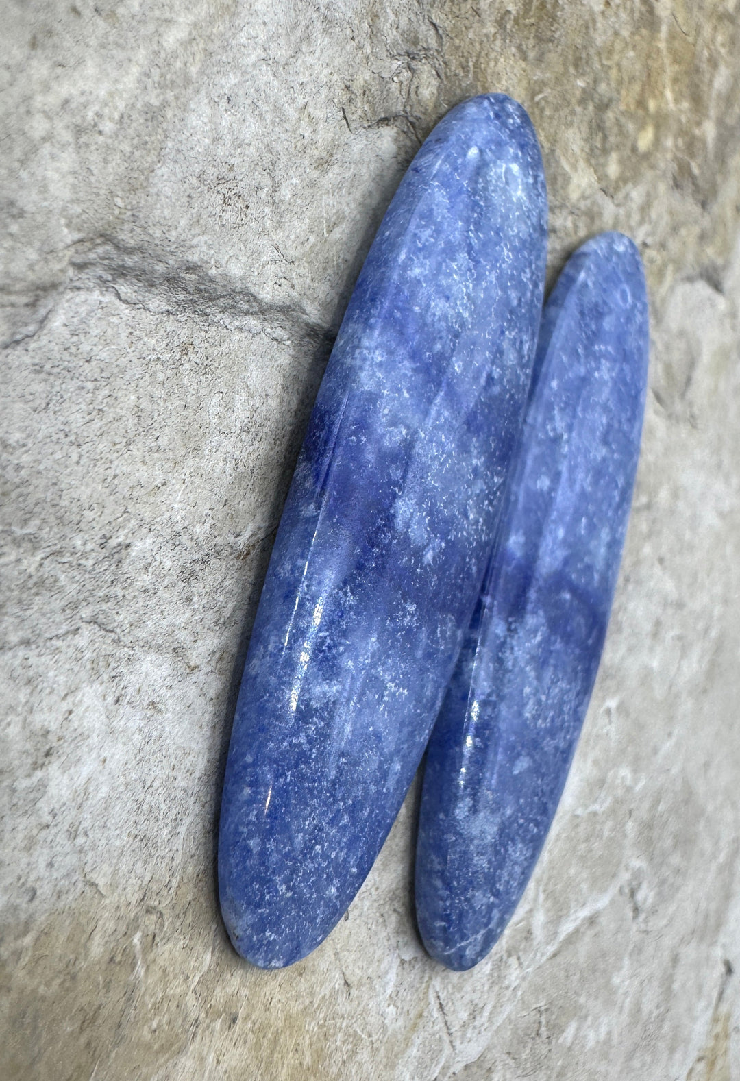 Denim Lapis BIG Matching Earring Slab Bead Pair 15x48mm