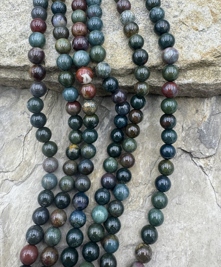 Dragon’s Blood Jasper 8mm Round Bead Strand 16 inch Strand