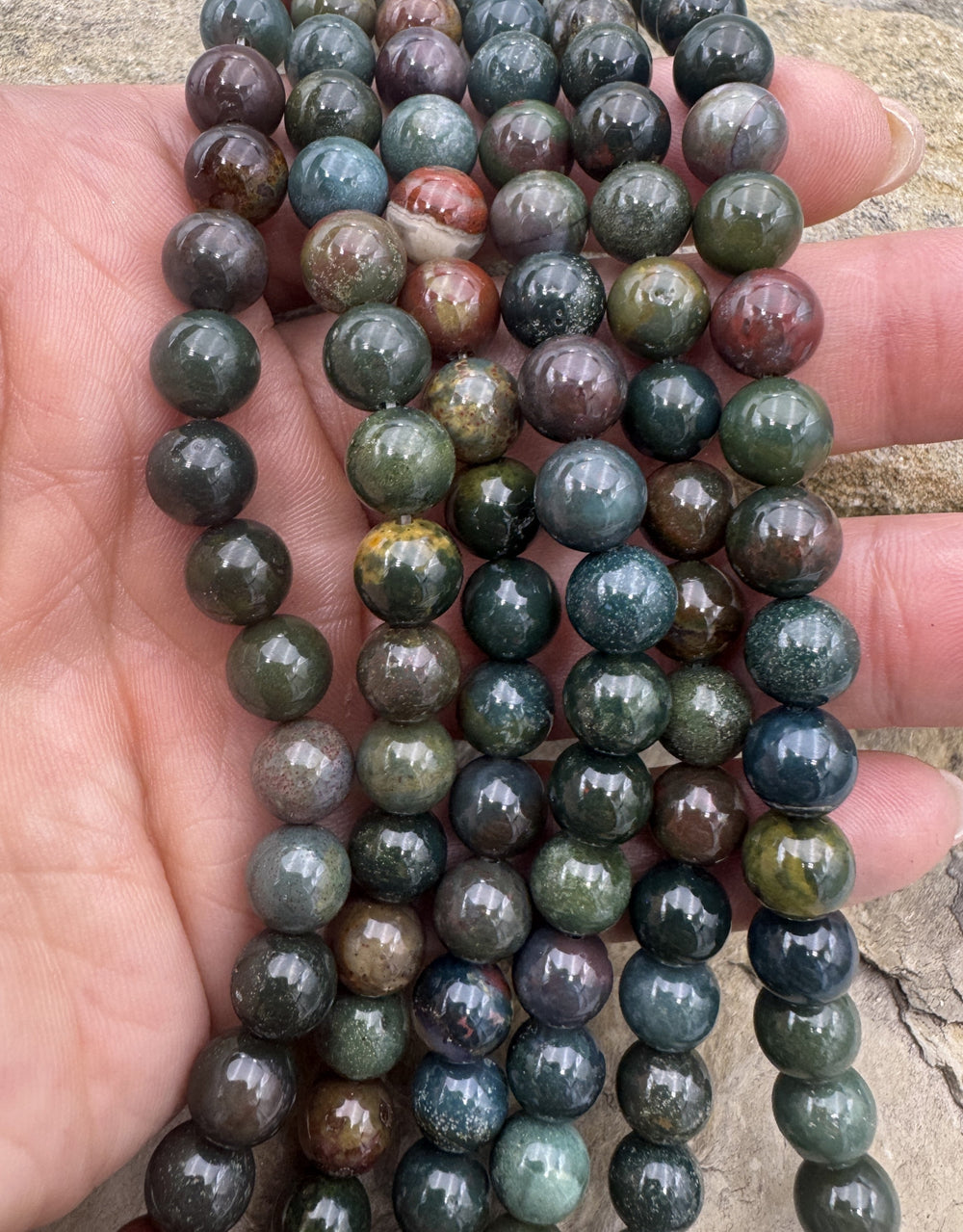 Dragon’s Blood Jasper 8mm Round Bead Strand 16 inch Strand