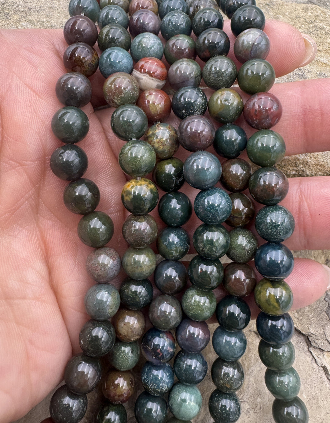 Dragon’s Blood Jasper 8mm Round Bead Strand 16 inch Strand