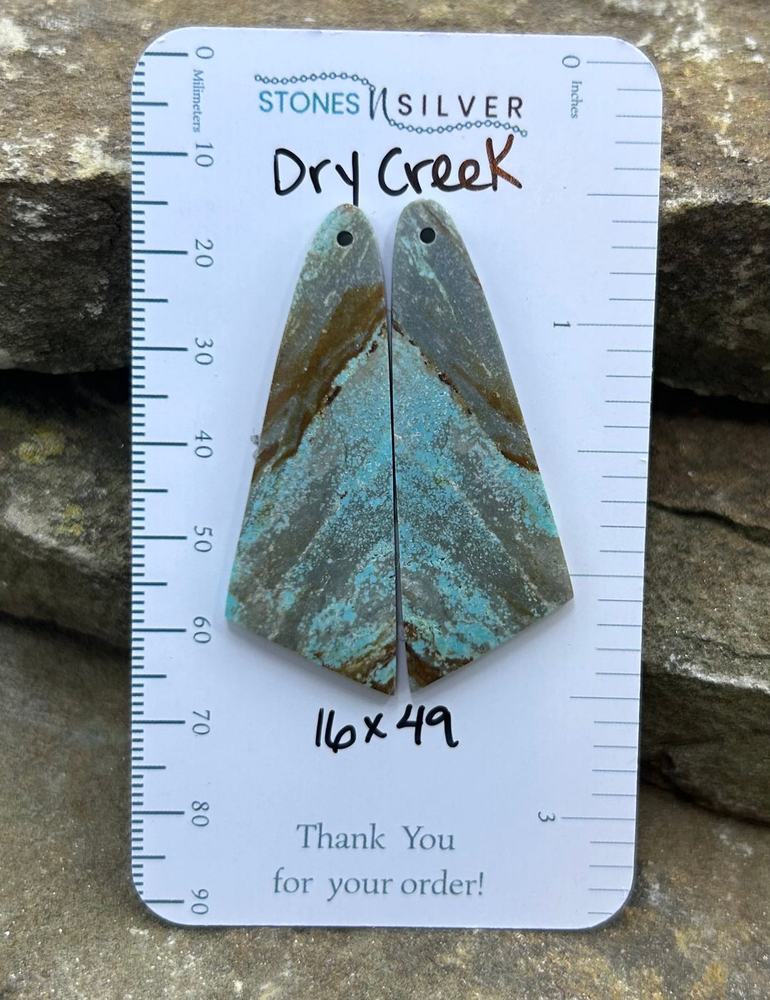 Dry Creek Turquoise (Nevada) Earring Slab Bead Pair 16x49mm