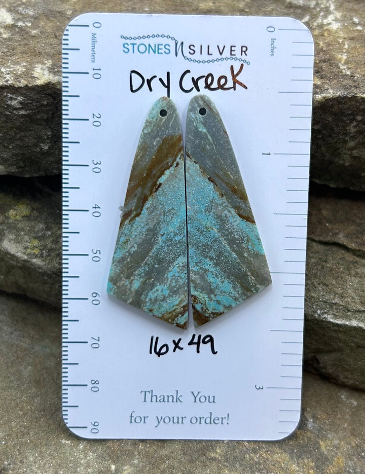Dry Creek Turquoise (Nevada) Earring Slab Bead Pair 16x49mm