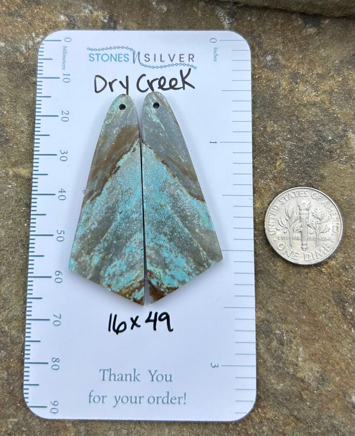 Dry Creek Turquoise (Nevada) Earring Slab Bead Pair 16x49mm