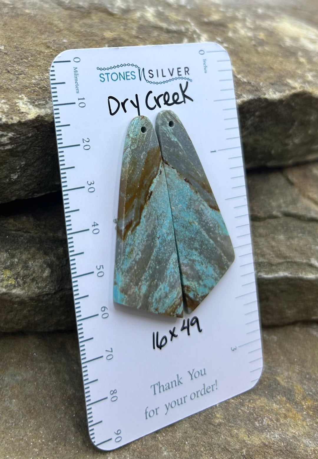 Dry Creek Turquoise (Nevada) Earring Slab Bead Pair 16x49mm