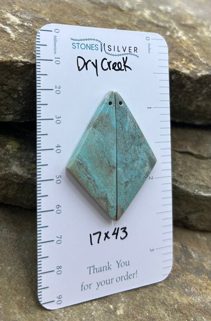 Dry Creek Turquoise (Nevada) Earring Slab Bead Pair 17x43mm