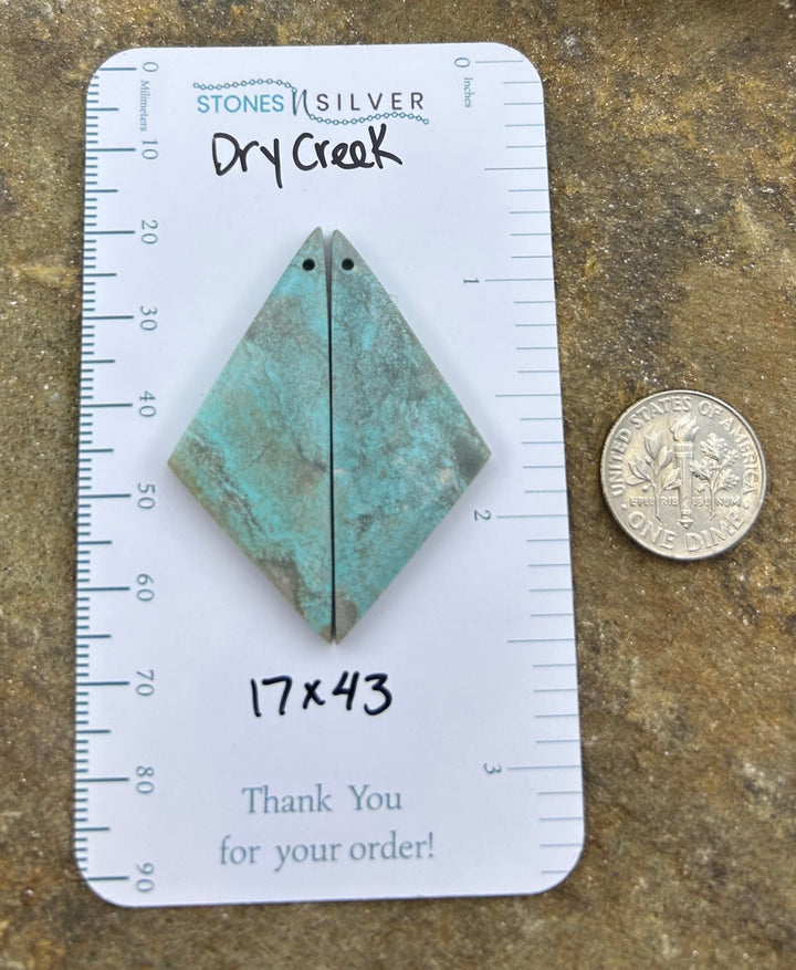Dry Creek Turquoise (Nevada) Earring Slab Bead Pair 17x43mm