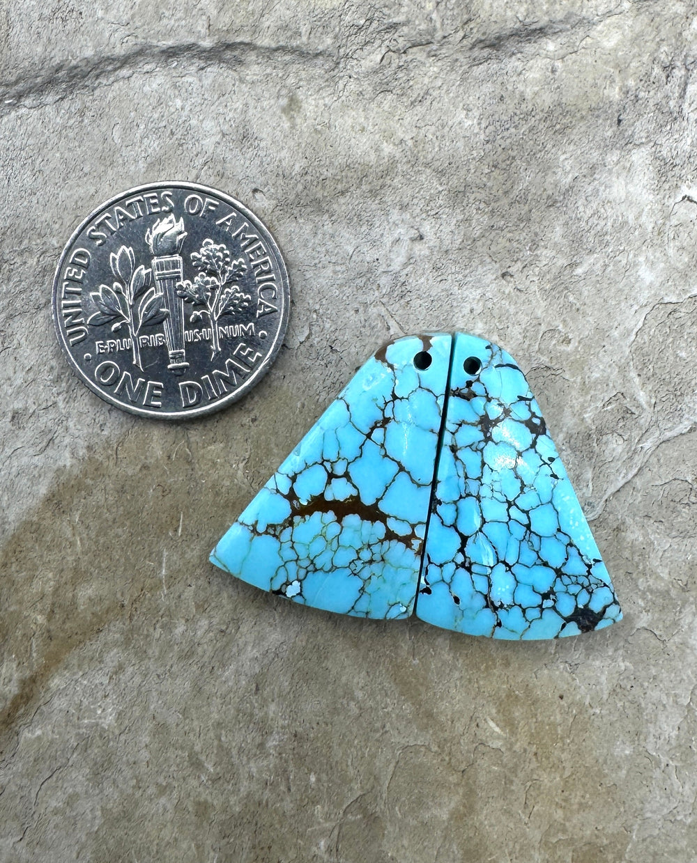 Egyptian Turquoise Earring Slab Bead Pair 15x21mm