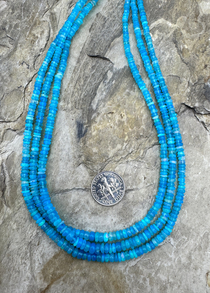 Electric Turquoise Ethiopian Opal (Dyed) Graduated 3-4mm