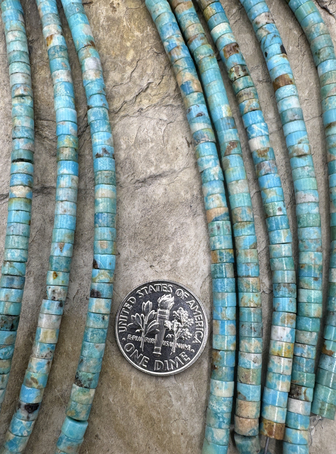 Elisa (Mex) Turquoise 4mm Heishi Beads 8 Inch Strand