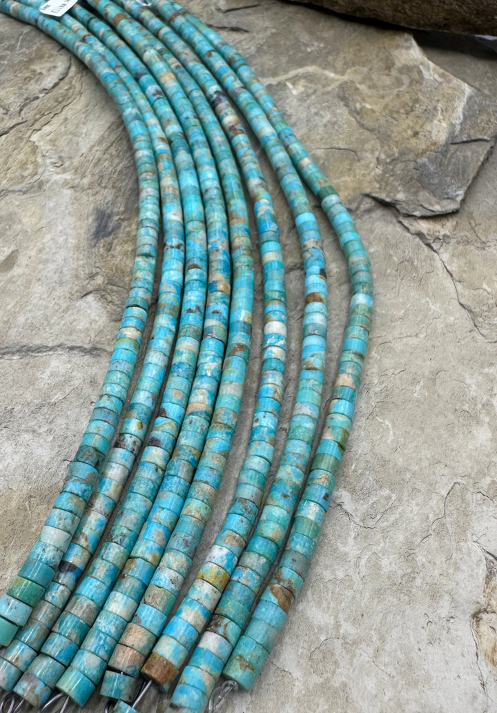 Elisa (Mex) Turquoise 4mm Heishi Beads 8 Inch Strand